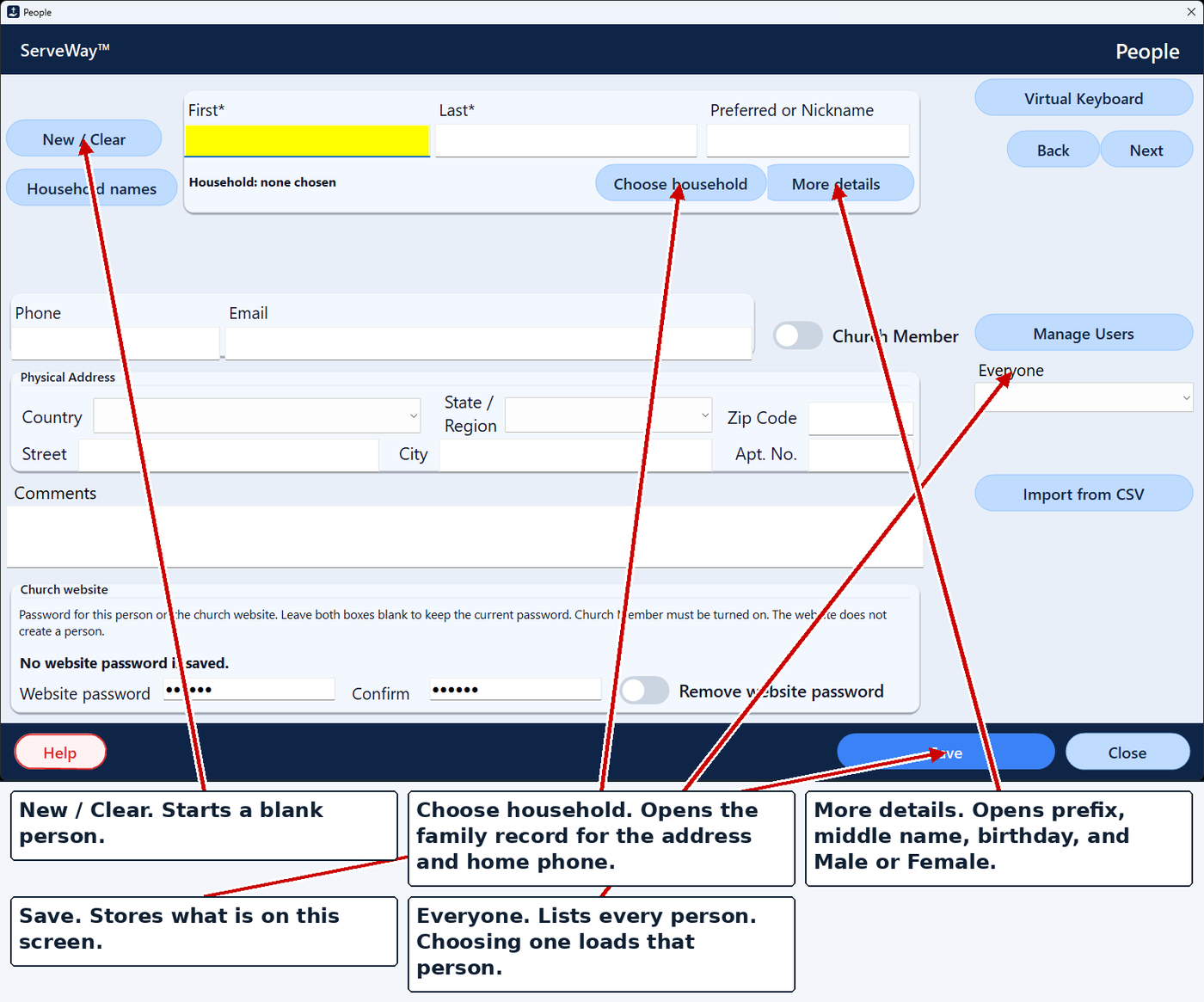 ServeWay People screen