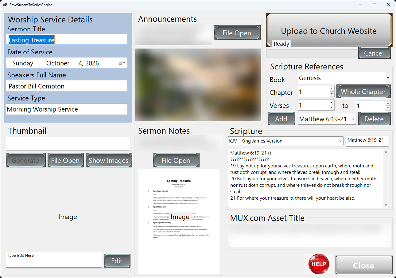 Saving a service recording to the church website in ServeWay™
