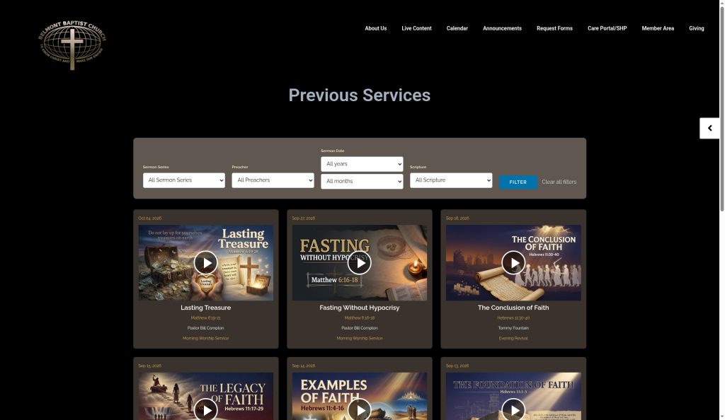 Sermon library on a church website
